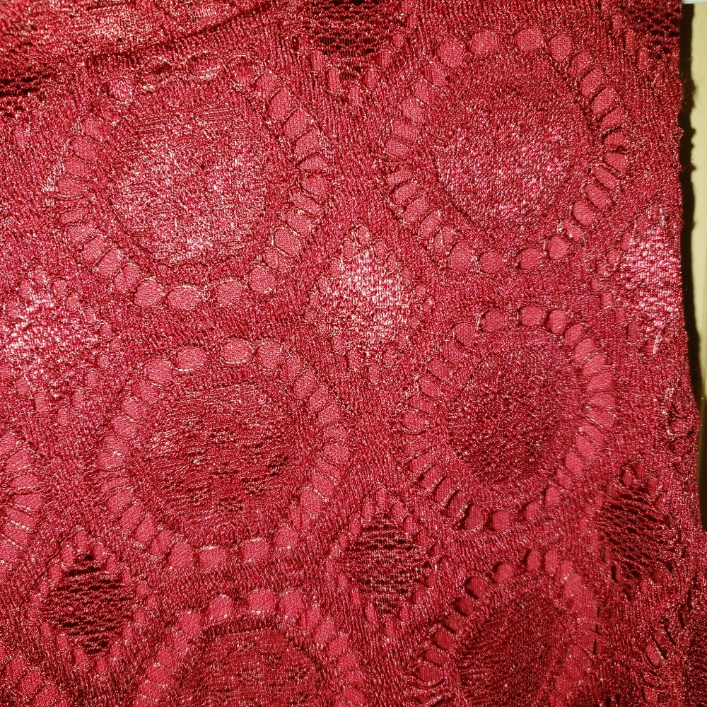 Francesca Misses M red Burgundy dress lace overlay embroidery stitched Christmas - Picture 7 of 7